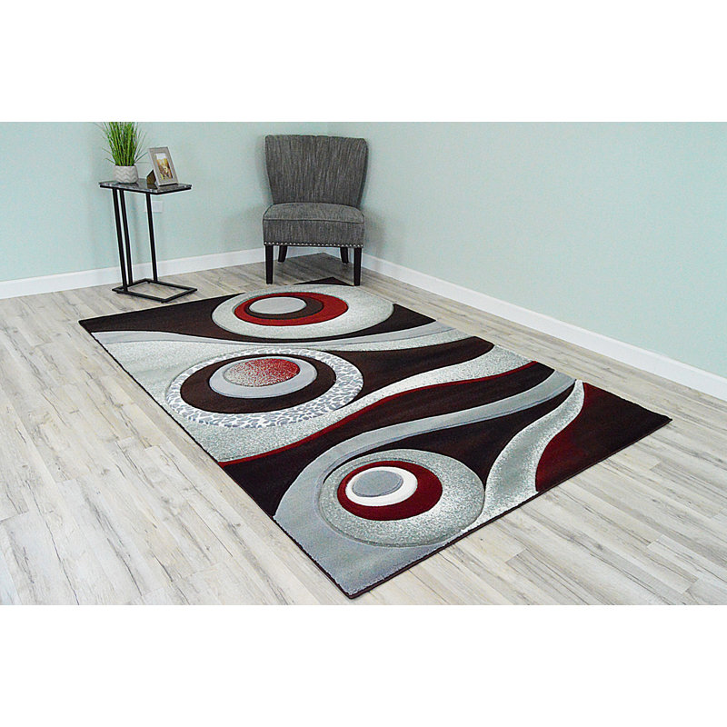 Orren Ellis Galvez 3d Abstract Red Green Brown Area Rug Wayfair