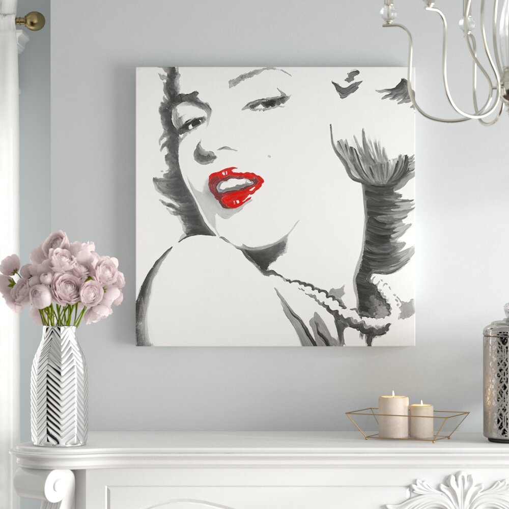 Marilyn Monroe Outline Oil Painting Print On Wrapped Canvas