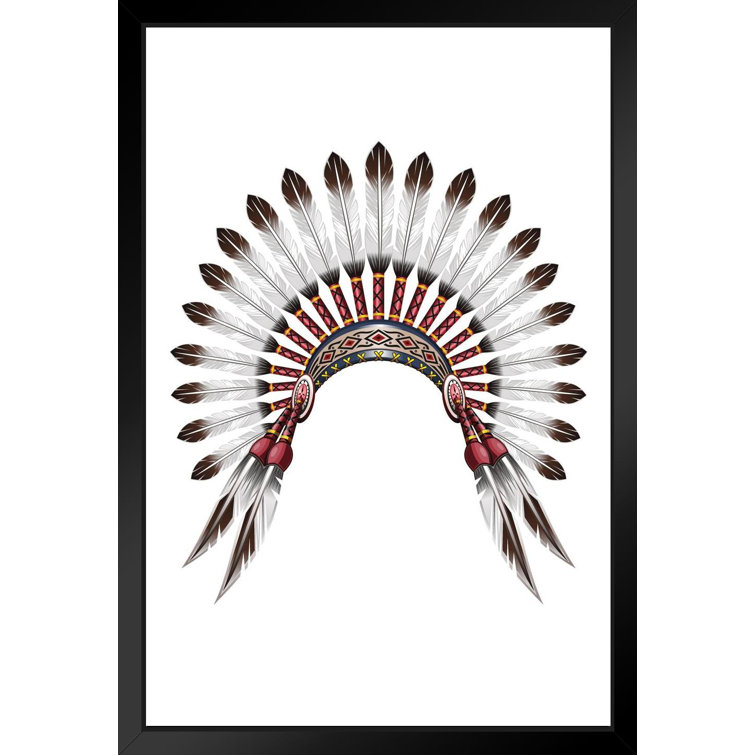 Native American Indian Feather Headdress Art Print Poster 12x18 inch 