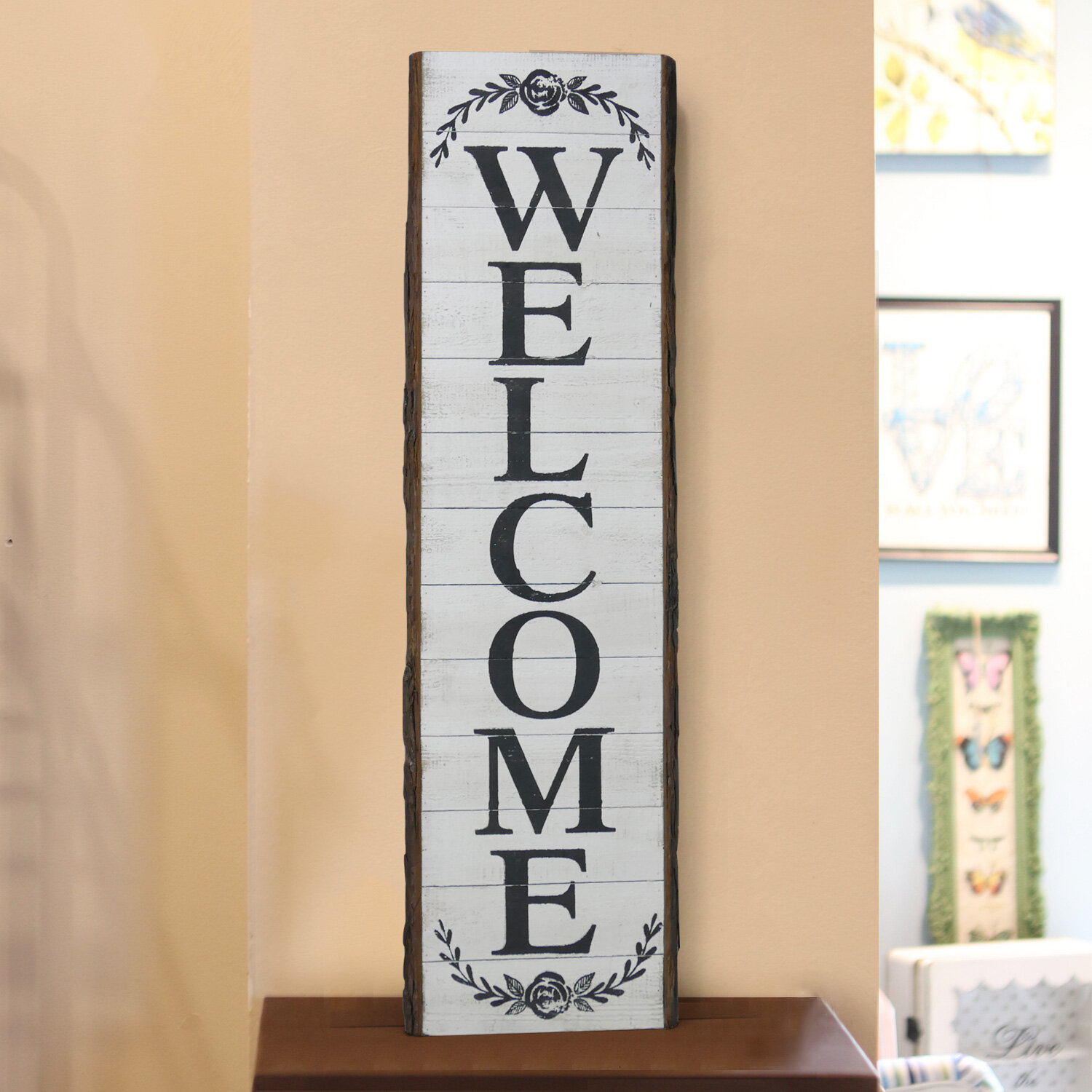 vertical welcome sign for front porch wall decor