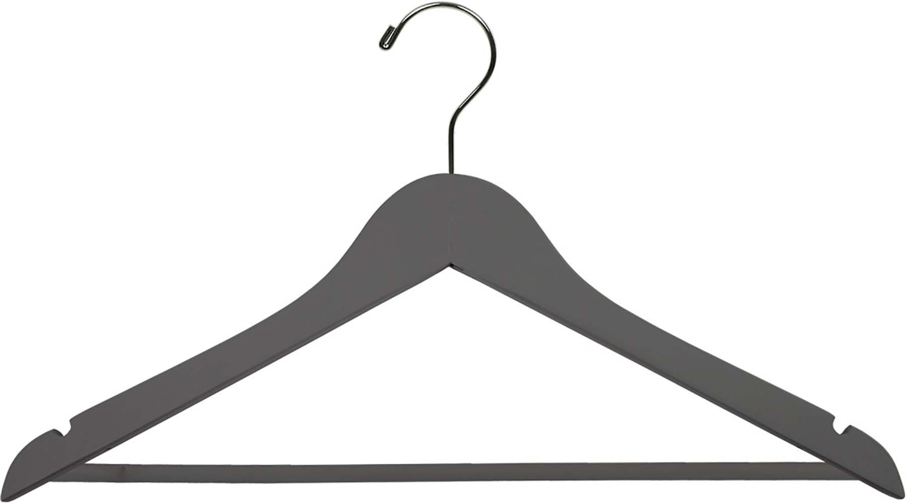 gray wooden hangers