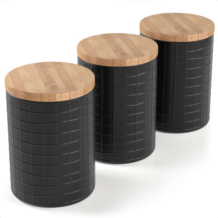 17 Stories Kitchen Canisters With Bamboo Lids, Airtight Metal ...