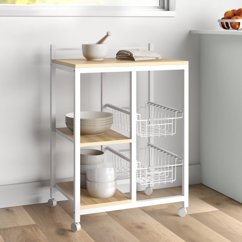Dotted Line Faulk Kitchen Cart With Solid Wood Wayfair