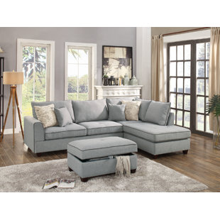 Heier Reversible Sectional With Ottoman by Highland Dunes