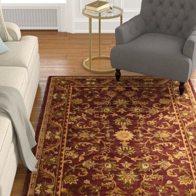 Handmade Wool Wine/Gold Area Rug Charlton Home Rug Size: Runner 2'3