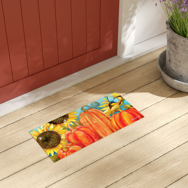 The Holiday Aisle Pumpkin Sassafras Switch 22 In X 10 In Non Slip Outdoor Door Mat Reviews Wayfair