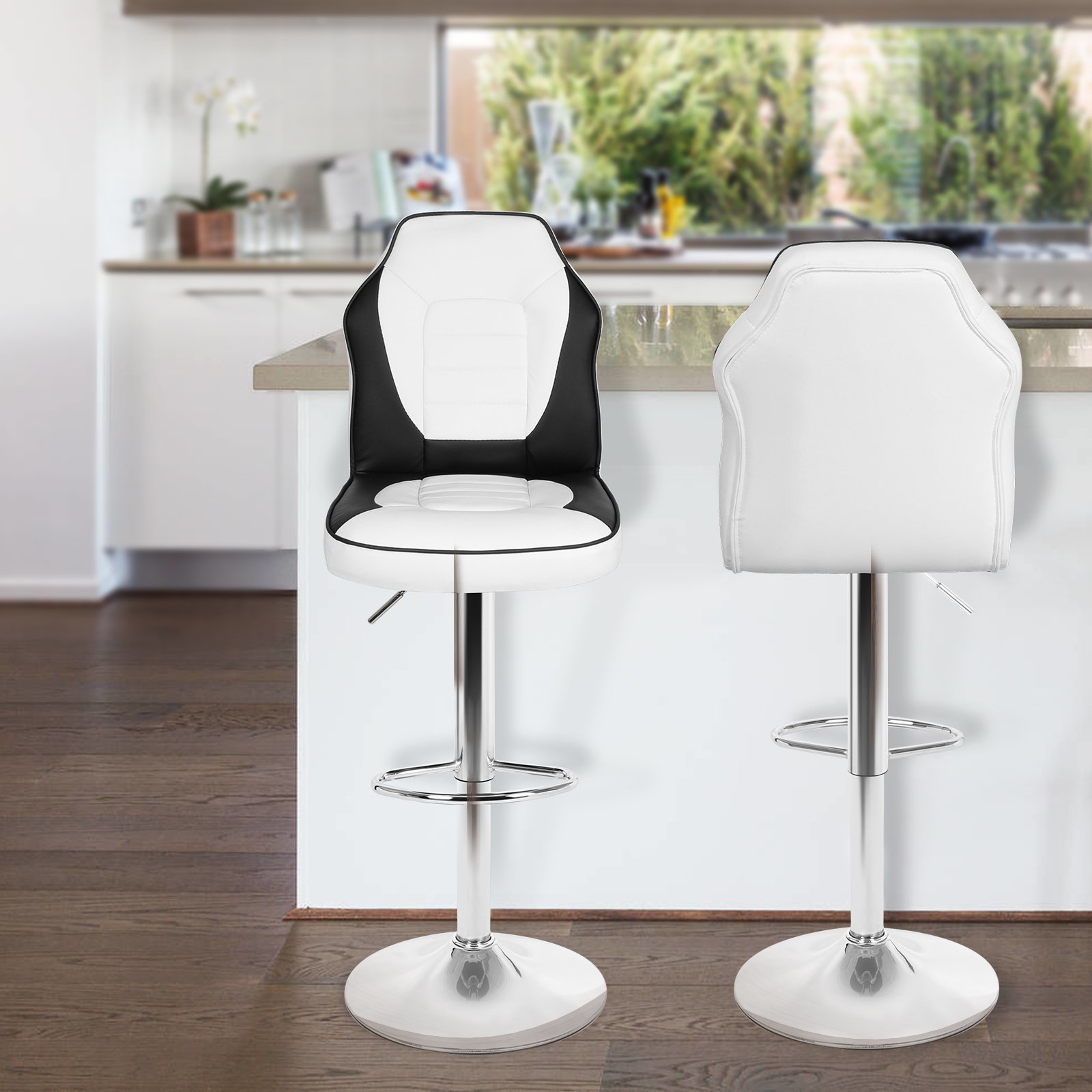 Contemporary Red Vinyl Bucket Seat Adjustable Height Bar Stool