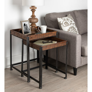 Malachy Rustic-Modern Side Accent 2 Piece Nesting Tables