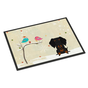 Christmas Presents Between Friends Wire Haired Dachshund Doormat