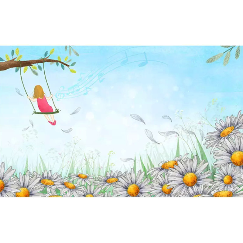 Gk Wall Design Cartoon Little Girl Daisy Garden Removable Textured Wallpaper Perigold Minnie mouse wallpapers 57825 cartoon photography wallpapers. perigold