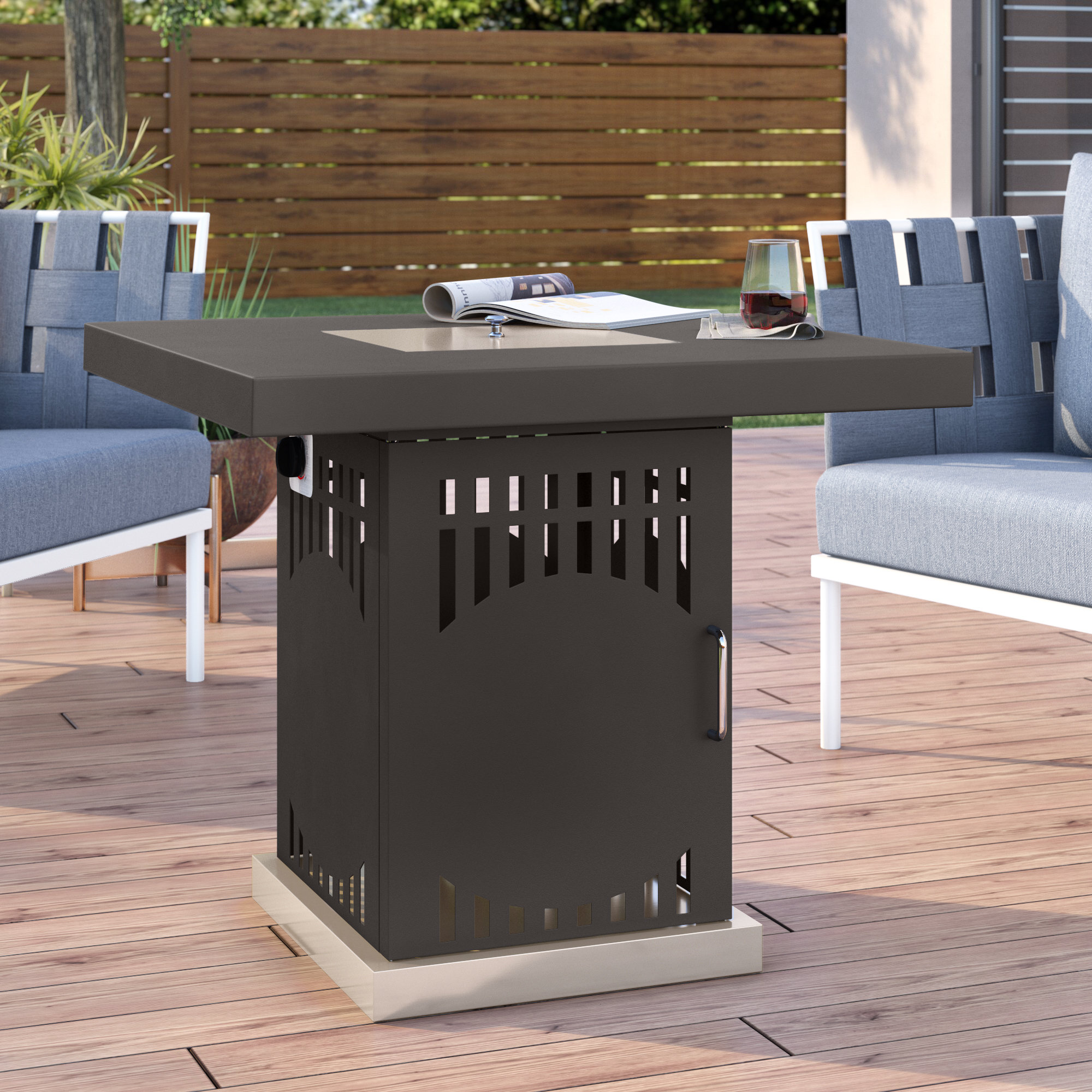 Ebern Designs Trinity Gas Stainless Steel Propane Fire Pit Table Reviews Wayfair