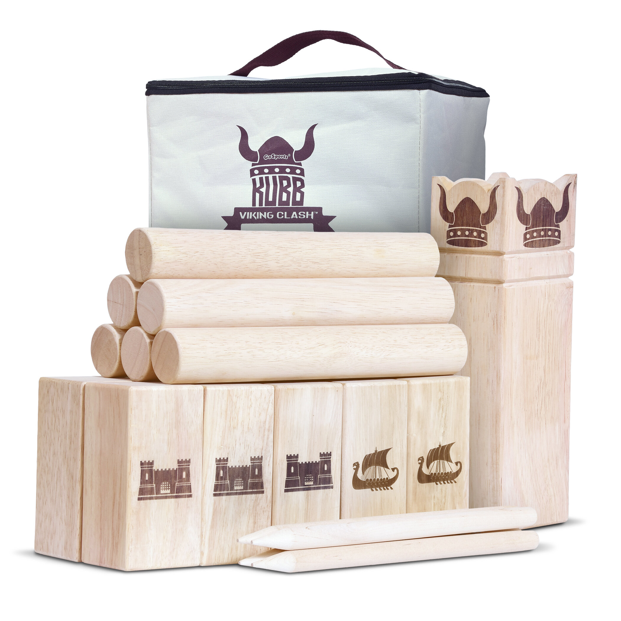 Kubb Game Set Premium Size Outdoor Yard Tossing Game with Carrying Case Family 