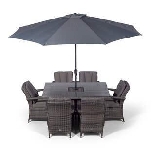 Karas 6 Seater Dining Set With Cushions And Parasol By Sol 72 Outdoor