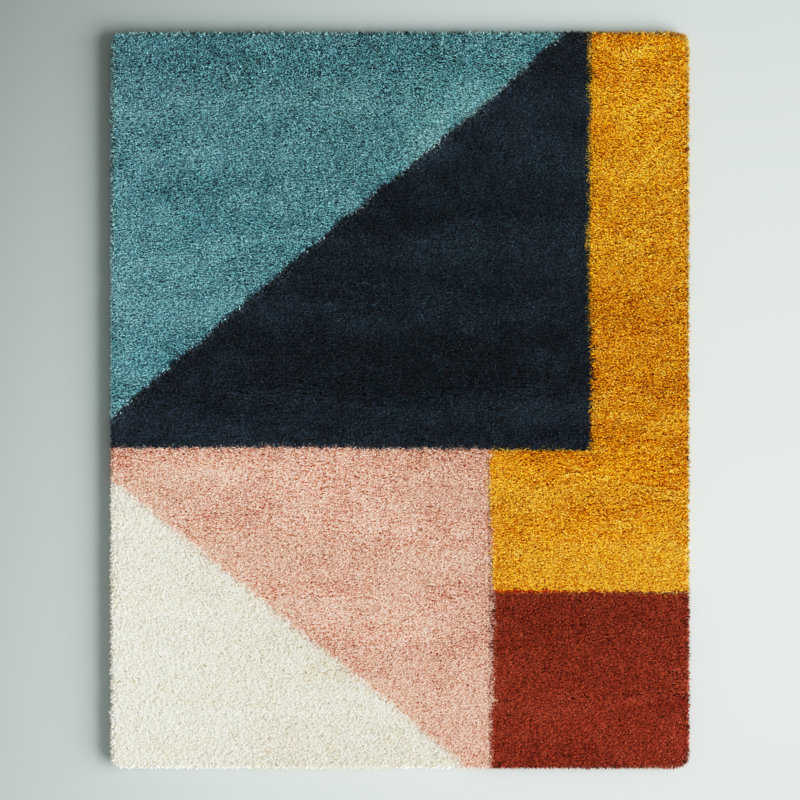 Satter Geometric Brown/Yellow/Blue Area Rug Rug Size: Rectangle 5'3" x 7'