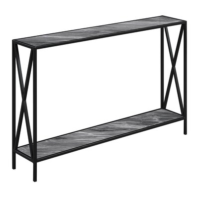 Andover Mills Abbottsmoor 47.25" Console Table  Table Top Color: Gray Marble, Table Base Color: Black