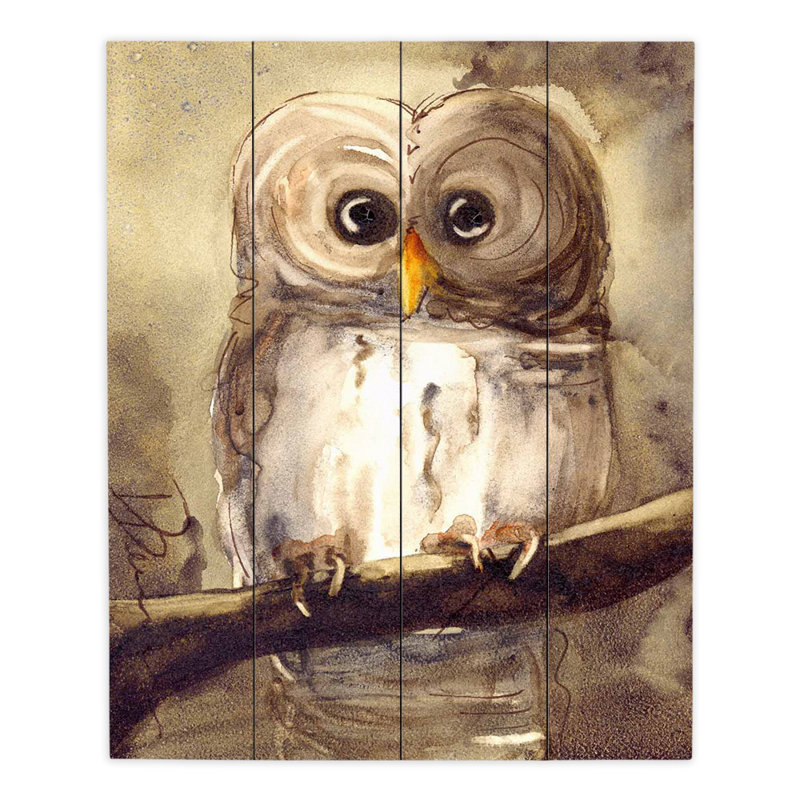 Dianochedesigns Redbird Cottage Owl Painting Print On Wood