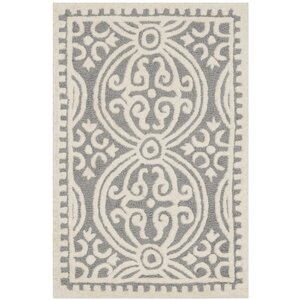 Landen Hand-Tufted Silver/Ivory Area Rug