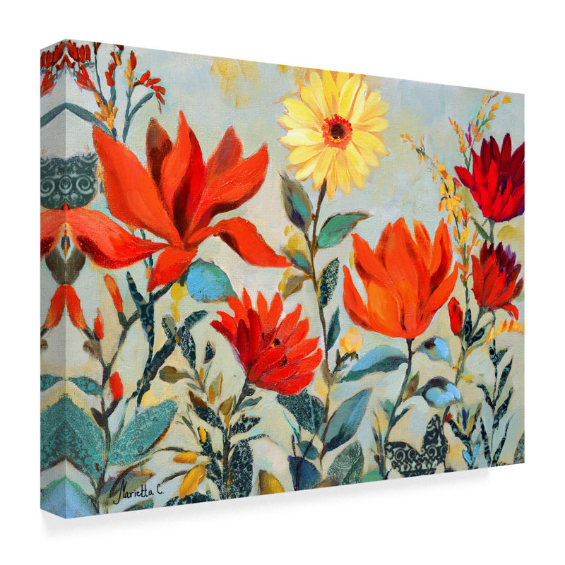 Charlton Home Bright Garden Orange 1 Acrylic Painting Print On