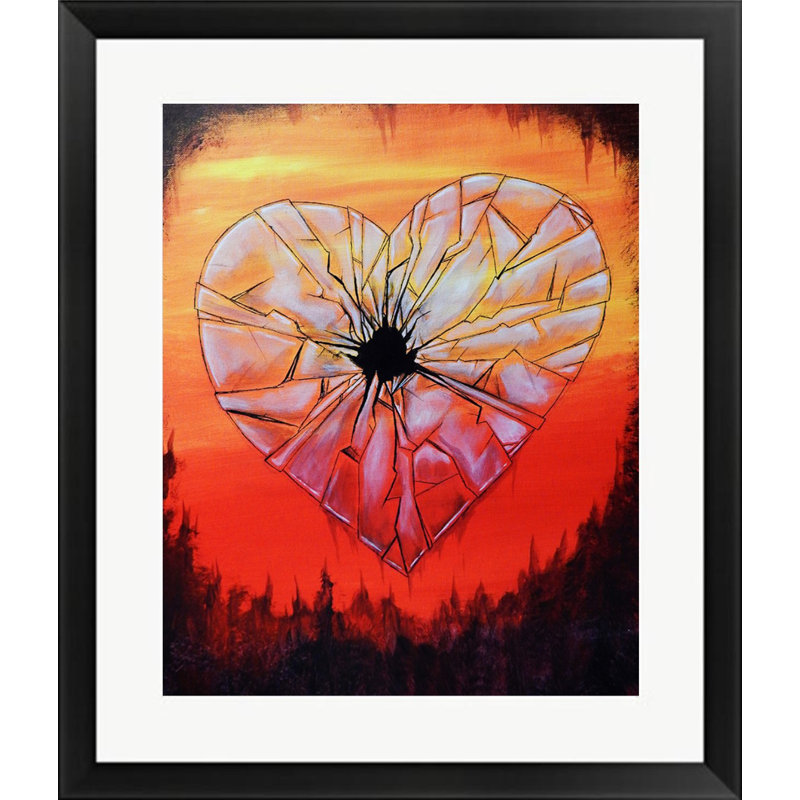 Latitude Run Glass Heart Framed Acrylic Painting Print On Paper