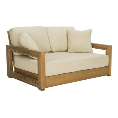 Montford 52 75 Wide Outdoor Teak Loveseat With Cushions Joss Main