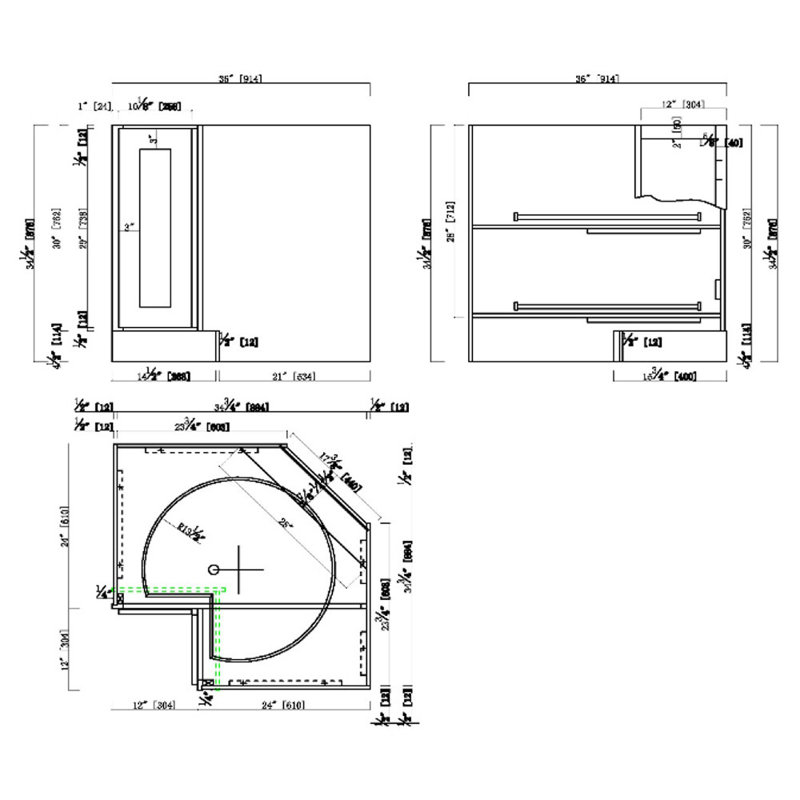 Ebern Designs Frits Ready To Assemble 36 X 34 5 X 24 In Base Style Lazy Susan Cabinet In Espresso Wayfair