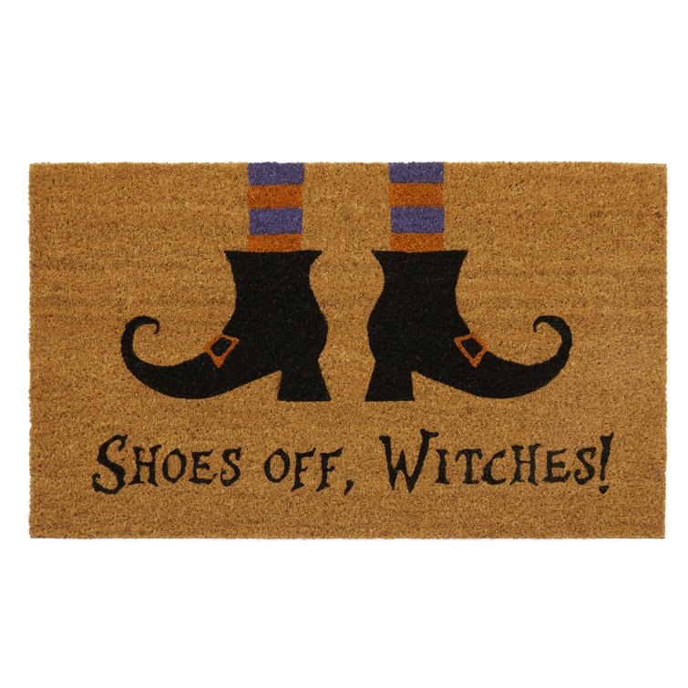 Rossini Shoes Off Witches Halloween Coir 30 in. x 18 in. Outdoor Door Mat