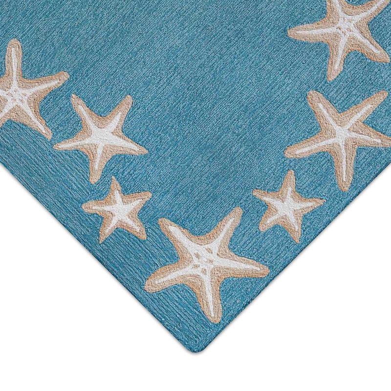 Highland Dunes Claycomb Starfish Border Hand Tufted Aqua Indoor Outdoor Area Rug Reviews Wayfair