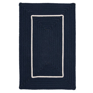 Doodle Edge Navy Border in Border Indoor/Outdoor Area Rug