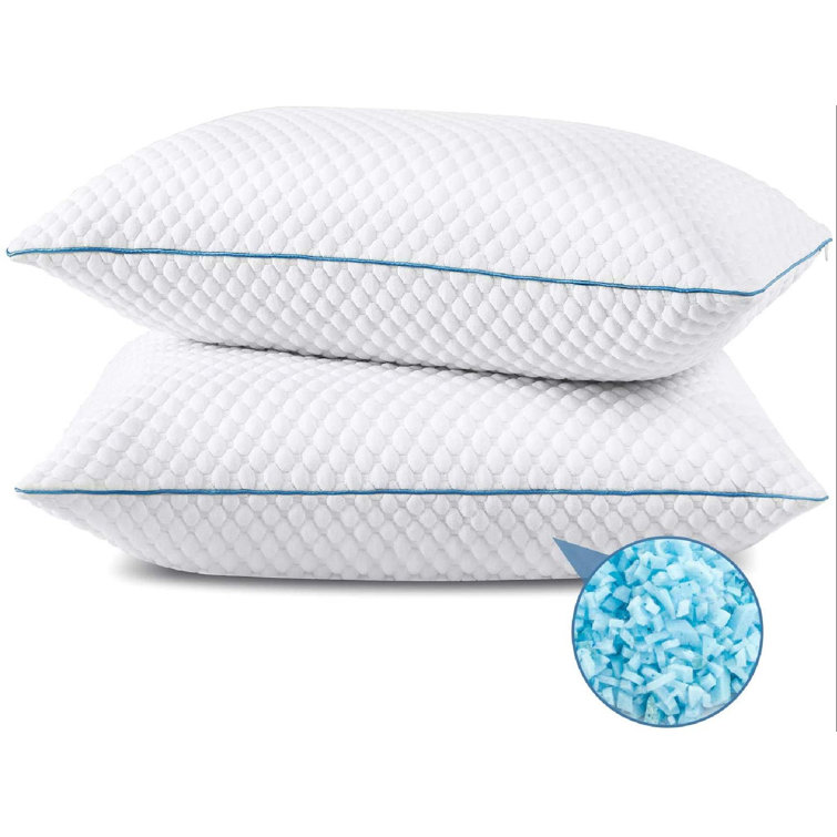 Arsuite Shredded Memory Foam Pillows For Sleeping 2 Pack King Size Cooling Bed Pillow With Washable Cover Adjustable Gel Pillows For Stomach Side Back Sleepers Wayfair