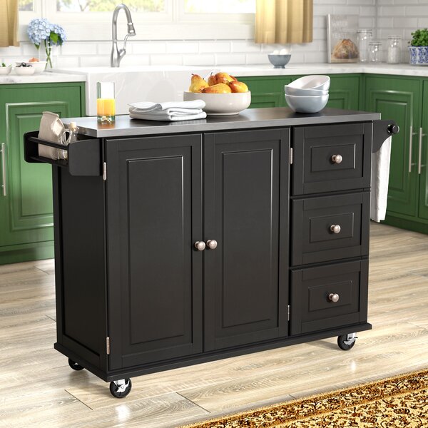 Andover Mills™ Kuhnhenn Kitchen Cart with Stainless Steel ...