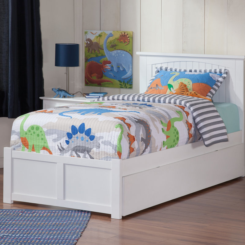 (Incomplete only 1 box)Abbie Extra Long Twin Solid Wood Platform Bed with Trundle by Harriet Bee Bed Frame Color: White