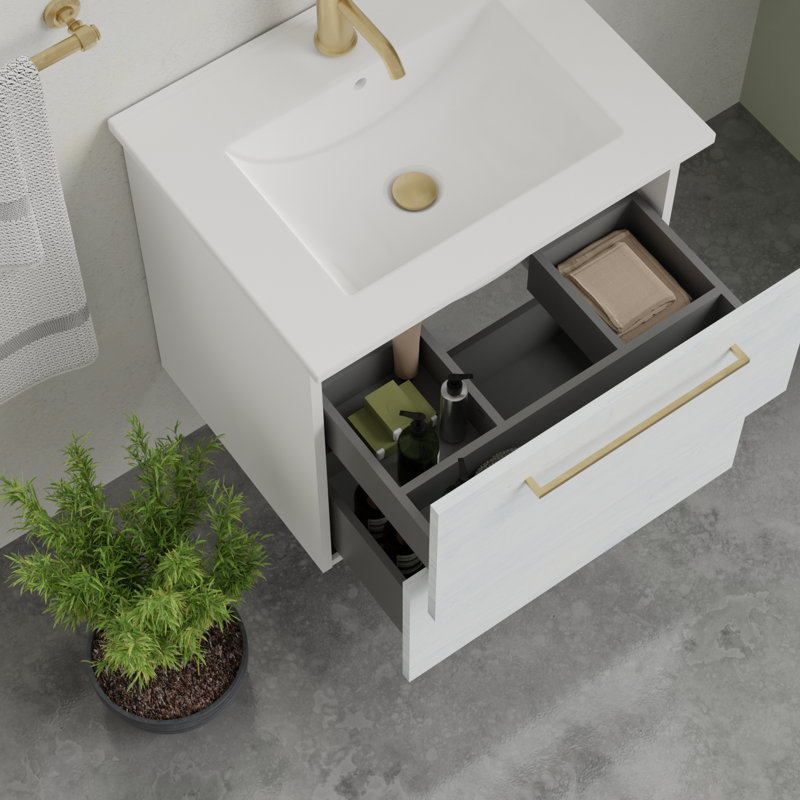 Ebern Designs Akadia 24 Wall Mounted Single Bathroom Vanity Set With Mirror Wayfair