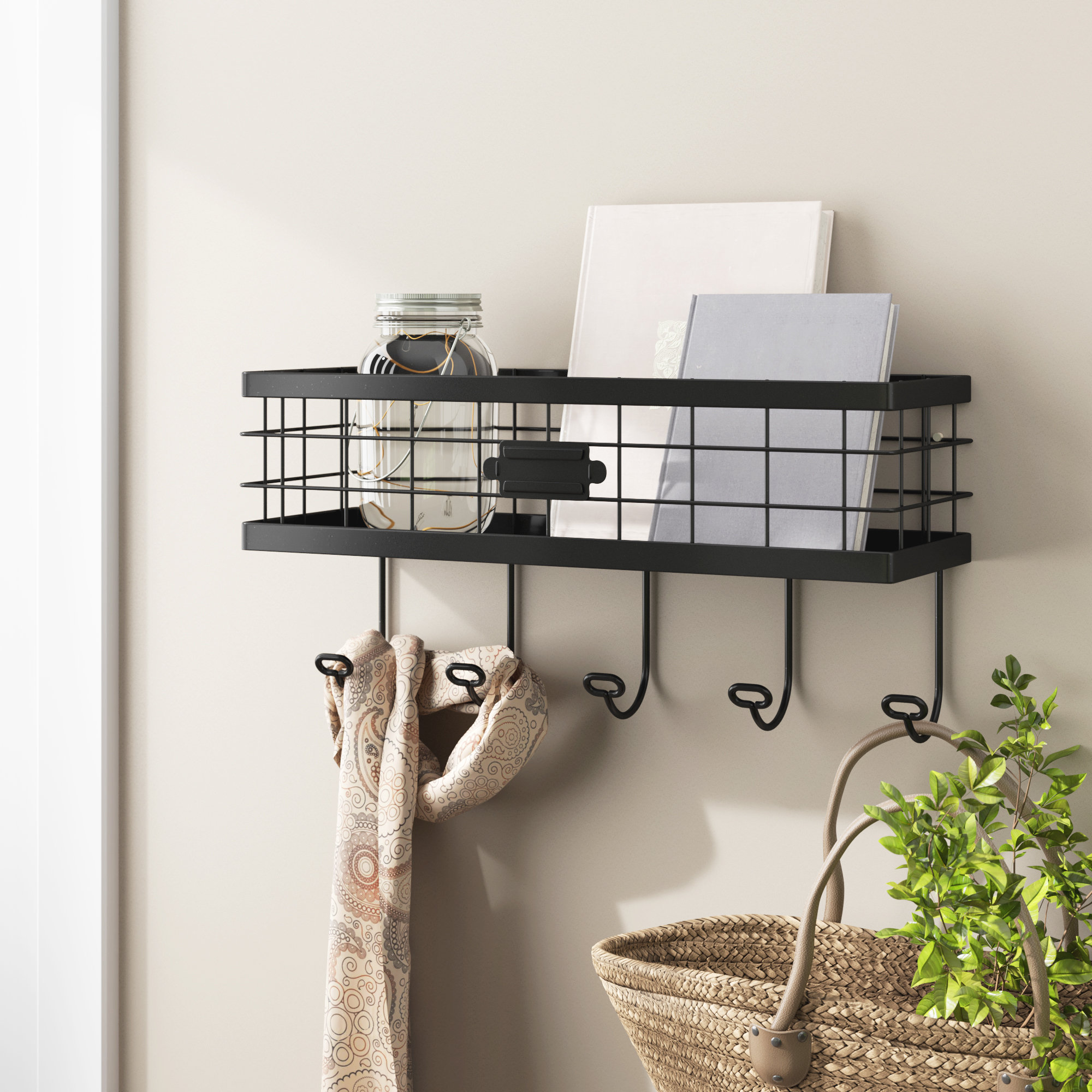 Cutlery Racks Brabantia Wall Rail System with Five Movable Hooks 40 cm