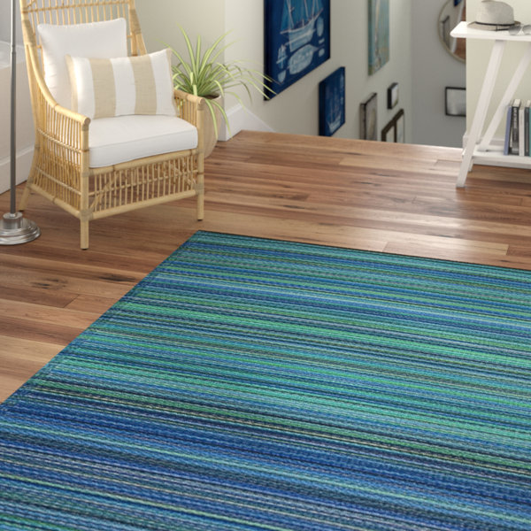 Beachcrest Home Marianne Turquoise Moss Green Stripe