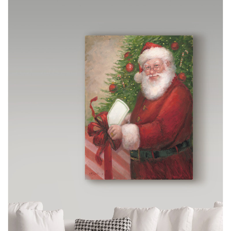 Trademark Art Santa With A Gift Acrylic Painting Print On