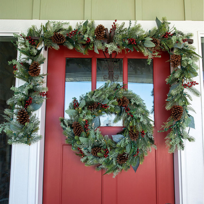 The Holiday Aisle 9 Pre Lit Winter Frost Garland With 100 Clear