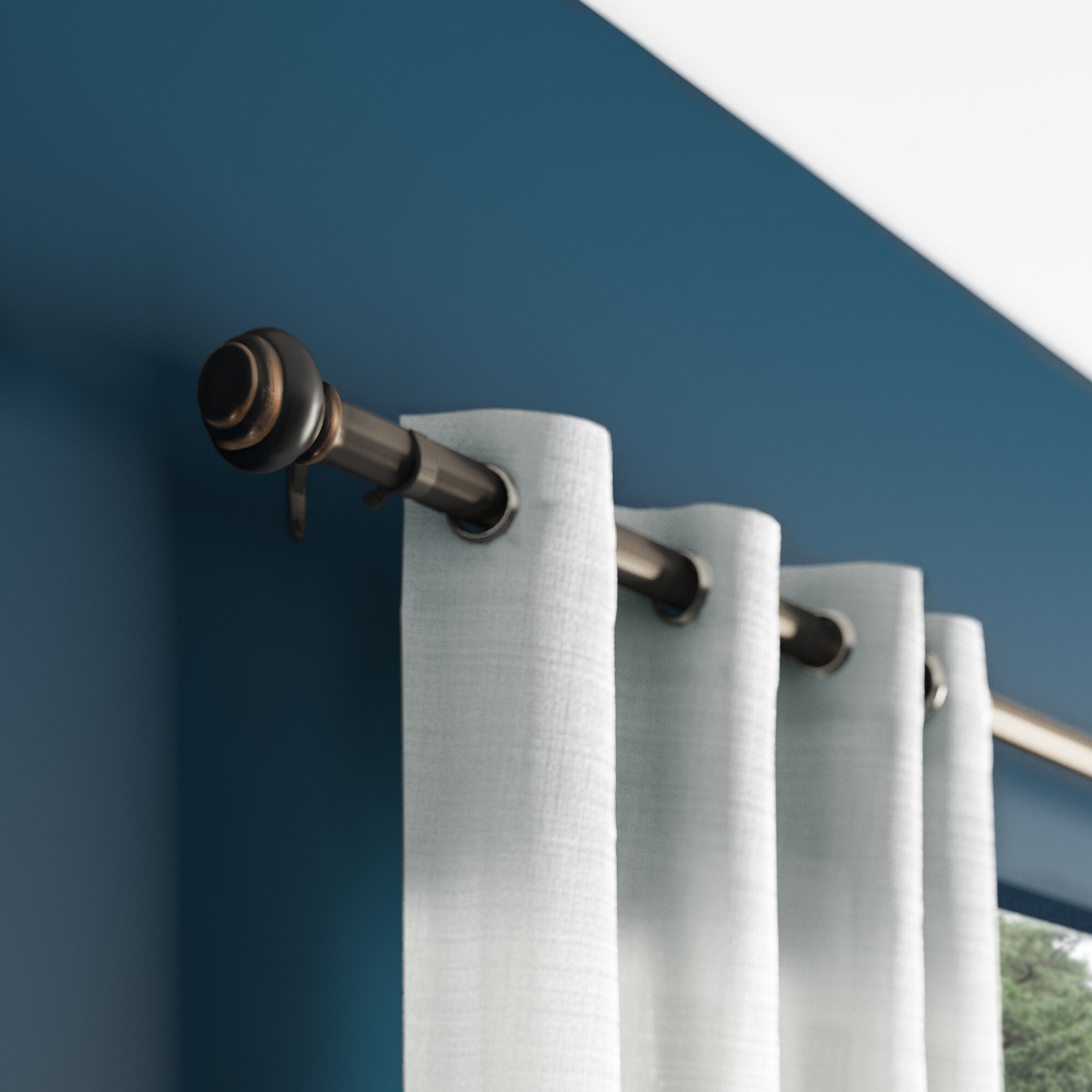 Urbanest Classic Forged Iron Window Drapery Curtain Rod Sets 3/4" Adjustable