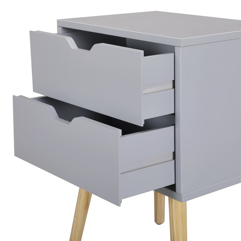 George Oliver Drawer Nightstand In Light Gray Set Of 2 Wayfair