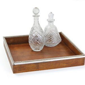 Polished Nickel Wood and Metal Tray