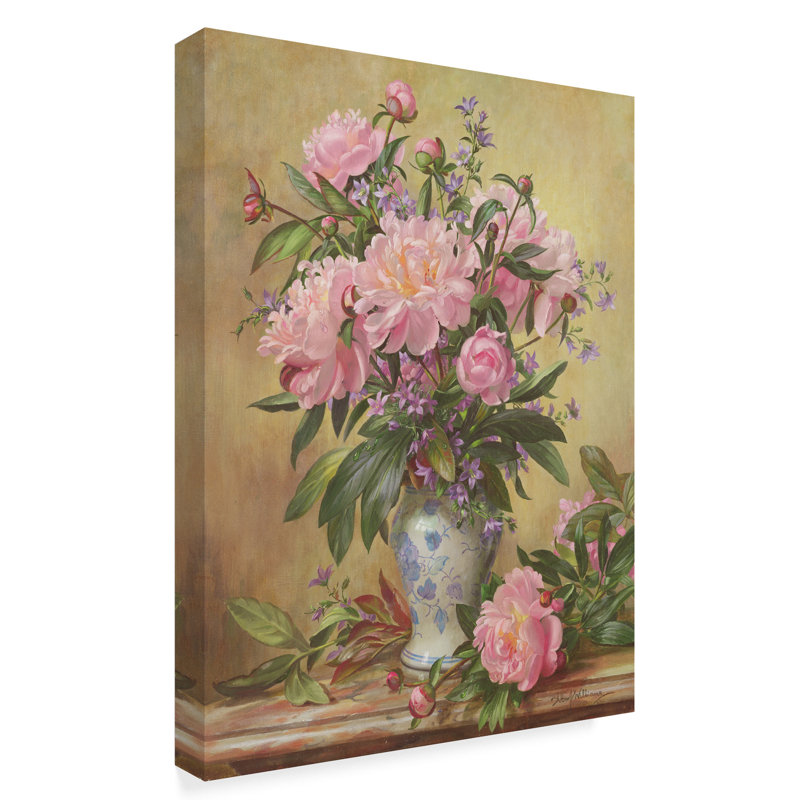 Trademark Art Vase Of Peonies And Canterbury Bells Oil Painting
