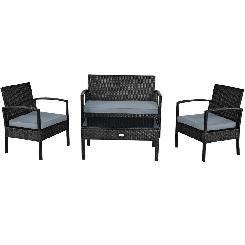 Latitude Run Atrick 4 Piece Rattan Sofa Seating Group With Cushions Wayfair