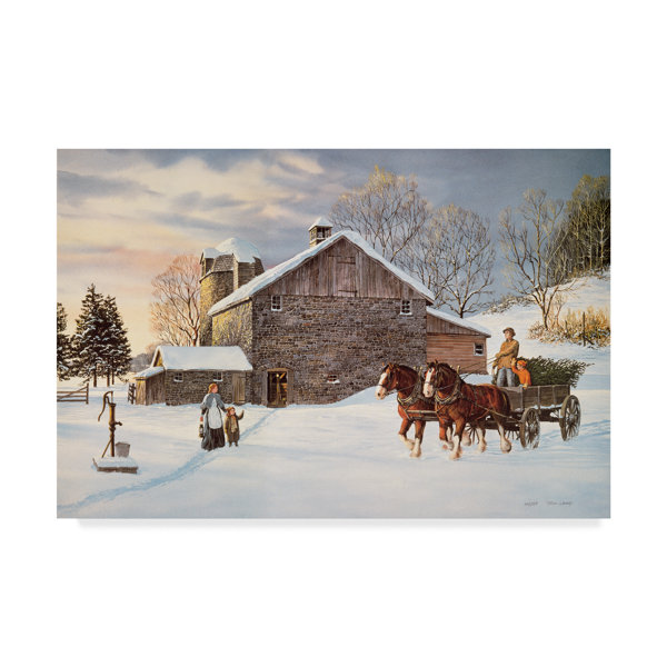 Trademark Art Christmas At The Farm Acrylic Painting Print On