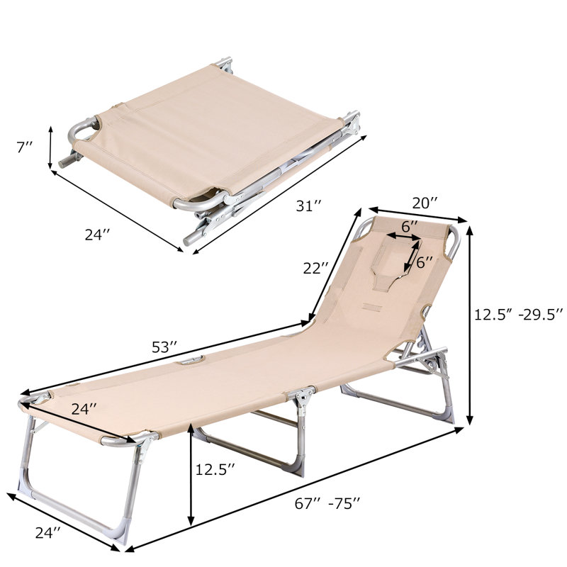 adjustable reclining beach sun lounge chair