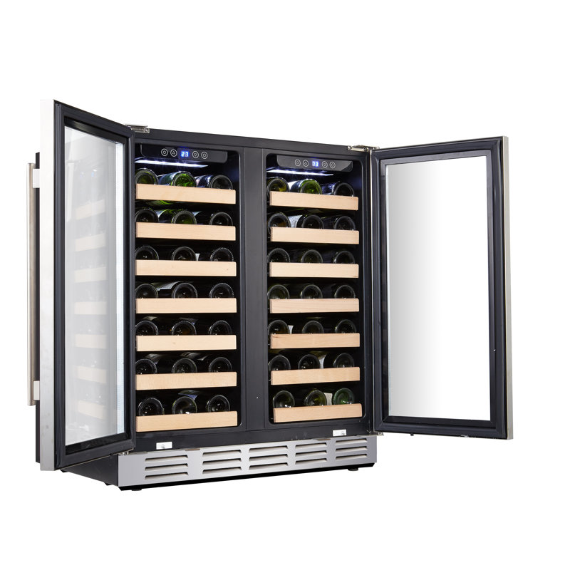 Stainles Steel Wine Rack Refrigerator Microwave Oven 66 bottle dual zone built in and freestanding wine cooler