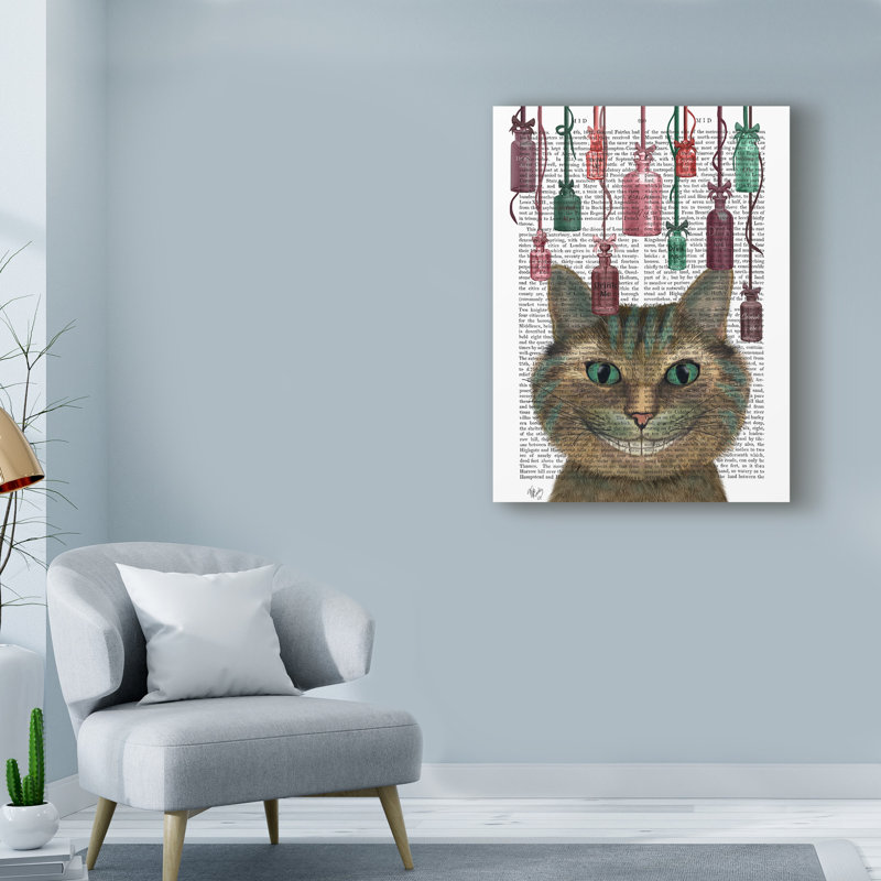 Winston Porter Cheshire Cat And Bottles On Text Graphic Art