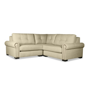 Willia Buttoned Right and Left Arms L-Shape Mini Modular Sectional by Three Posts