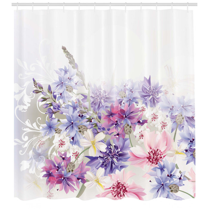 August Grove Burma Pink Purple Flowers Single Shower Curtain