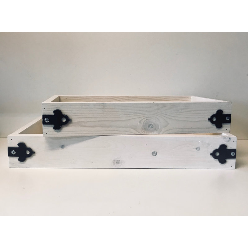 Gracie Oaks West Brookfield Weathered Wood 2 Piece Coffee Table Tray Set Wayfair