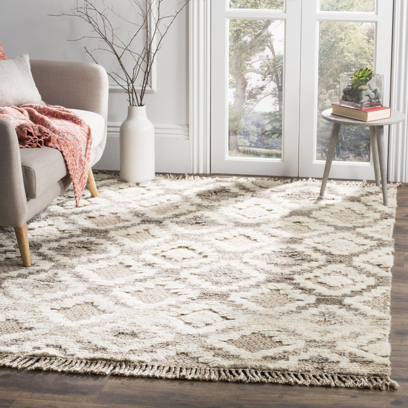 Mistana Maffei Handmade Wool Ivory Brown Beige Rug Reviews Wayfair