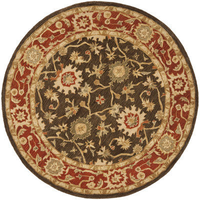 Lark Manor Thao Hand-Tufted Wool Rust Area Rug Rug Size: Round 4'